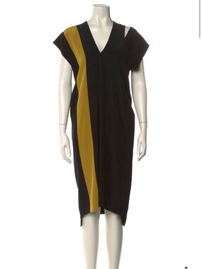 2013 Maison Margiela - Black and Mustard V-Neck Shift Dress